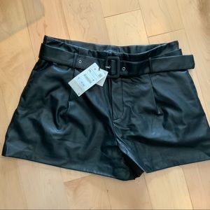 Zara faux leather belted shorts XXL NWT